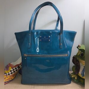 Kate Spade New York Flicker Bon Shopper Tote/Hand Bag, Dark Turquoise ,EUC
